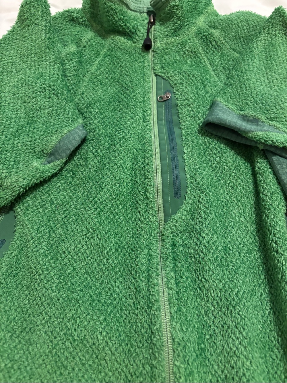Patagonia Green High-Pile Fleece Jacket Women’s Large Full Zip Outdoor Hiking - Picture 5 of 11